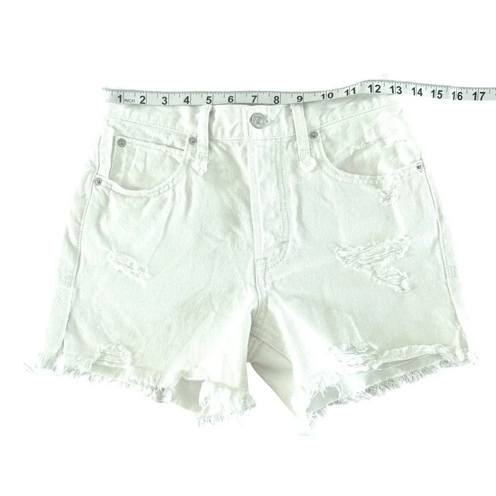 We the Free People Makai Cutoff Denim Shorts Ivory White 24 Boho Retro 90s NWOT